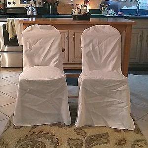 4 white linen chair covers